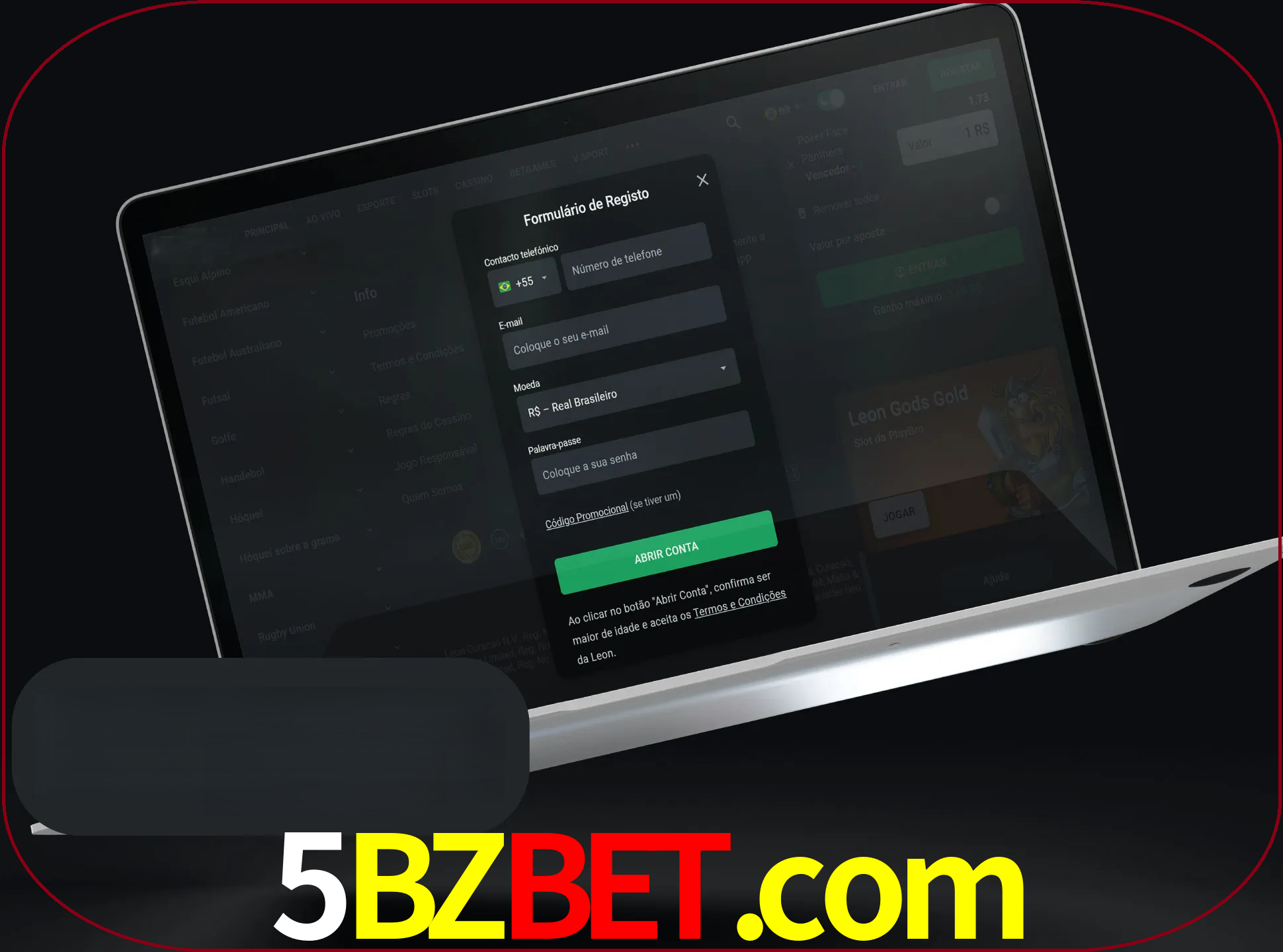 Abra o site da LeonBet e crie sua própria conta.